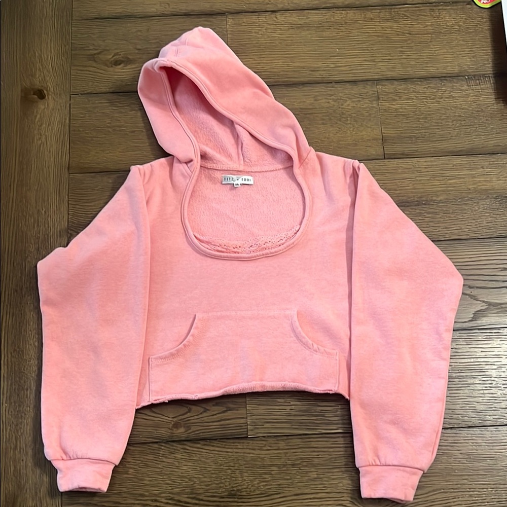 Pink Crop Top Hoodie Juniors XS Fitz + Eddi